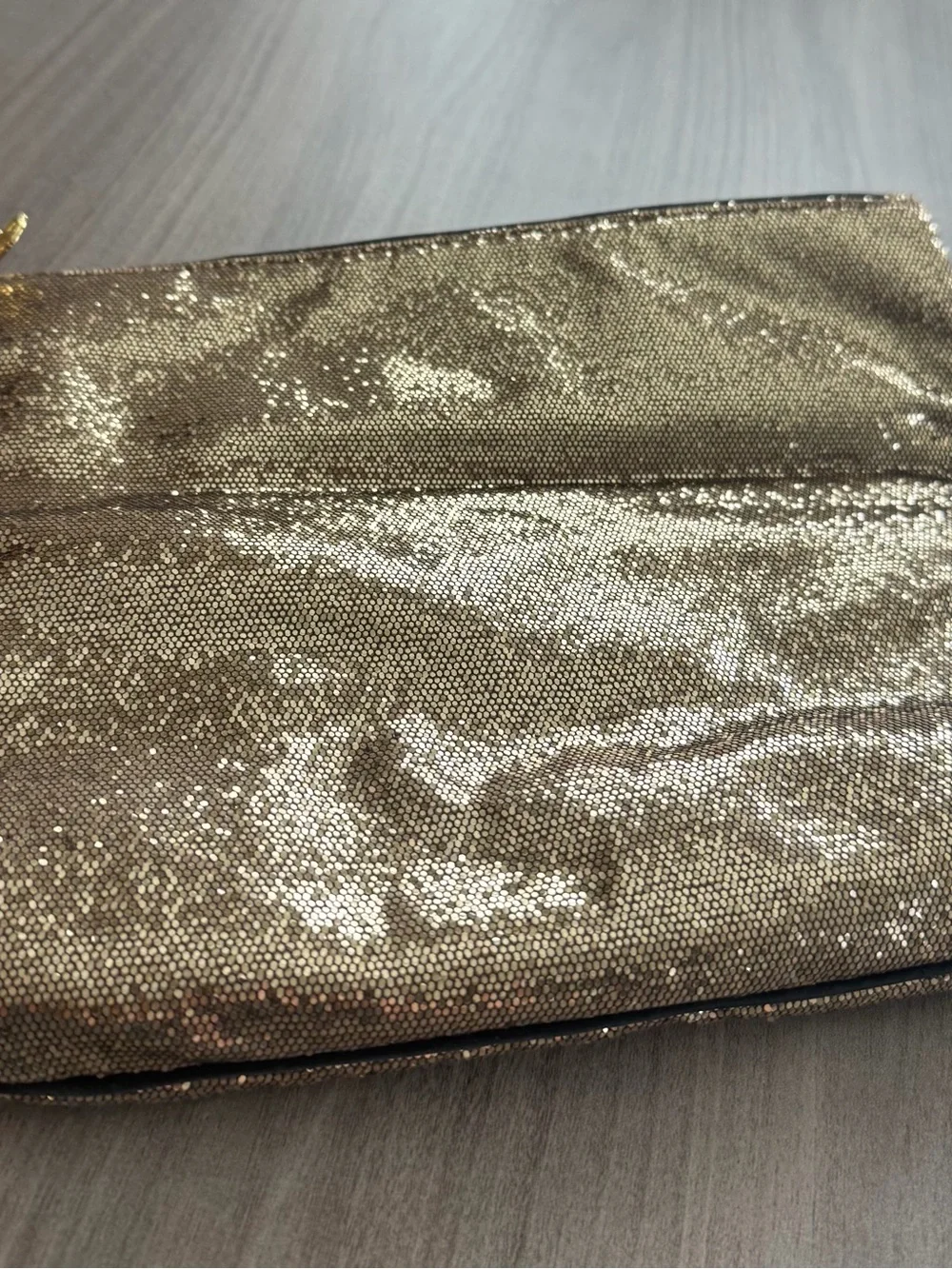 Victoria's Secret Metallic Gold Fold-Over Cosmetic Clutch